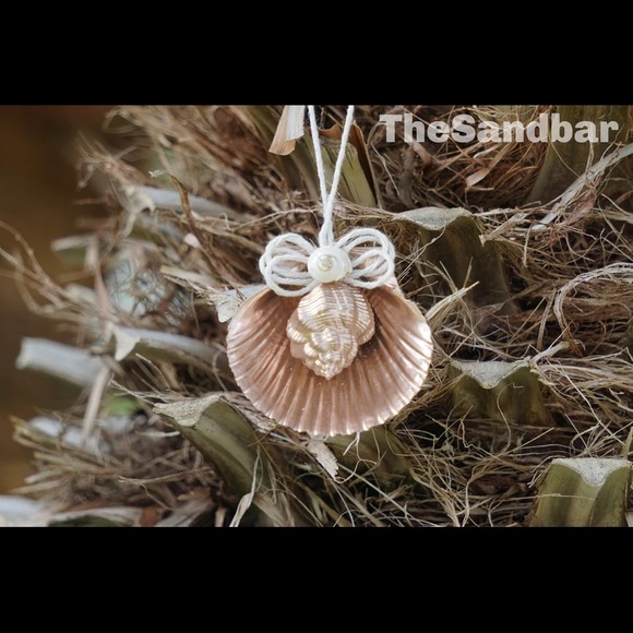 Rose Gold Seashell Ornament Set Natural Shell & Twine Beach Housewarming Gift - Picture 5 of 7